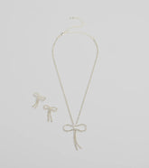 Adorably Glam Bow Necklace And Earrings Set